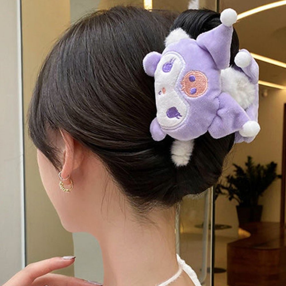 Devilishly Kawaii Plush Hair Claw | Hair Ponytail Updo Kuromi Hair Clip